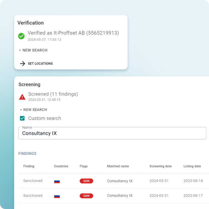 Verification and screening